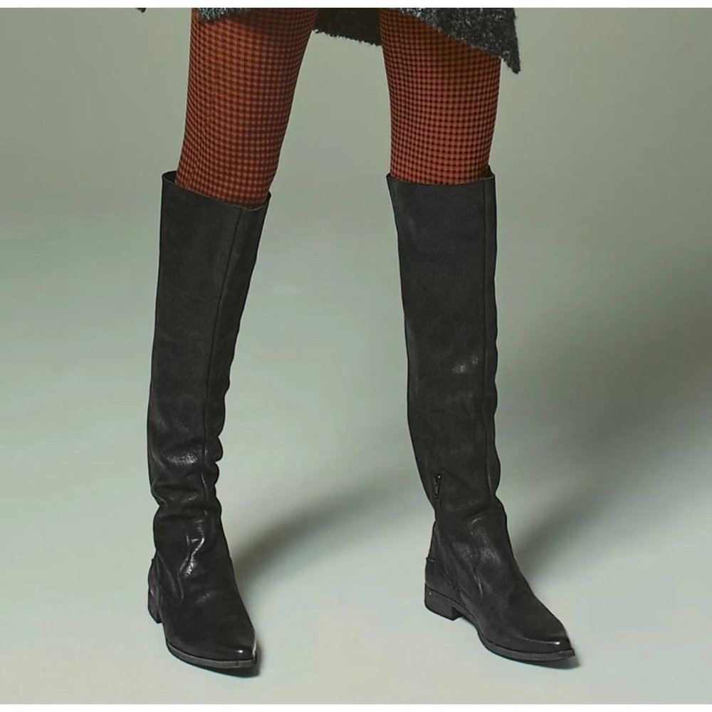 Free People Black Over the Knee Boots